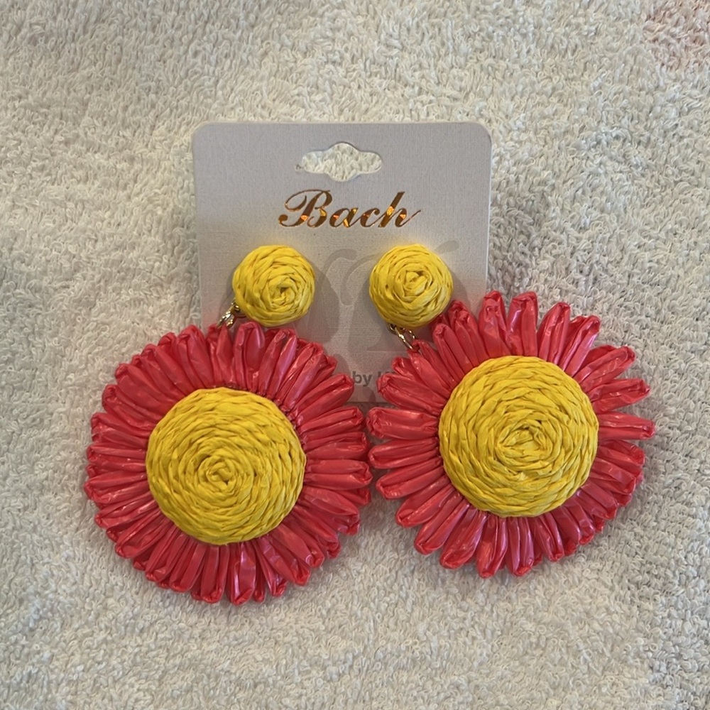 NWT Yellow and Pink Floral Earrings